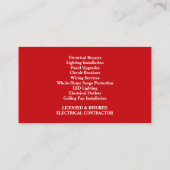 Elektrobetriebskarte Visitenkarte (Rückseite)