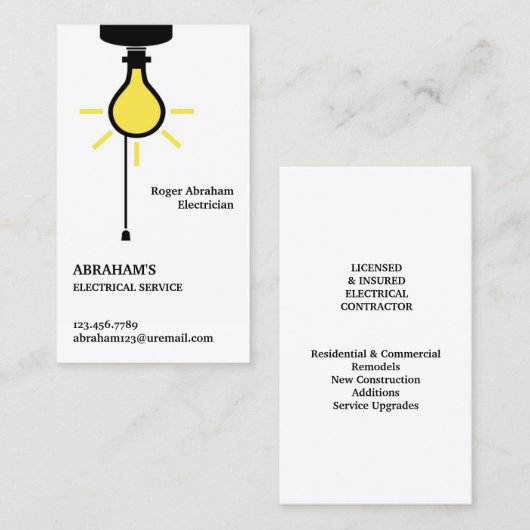 Elektrobetriebskarte Visitenkarte (Vorne/Hinten)