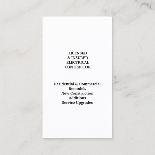 Elektrobetriebskarte Visitenkarte (Rückseite)