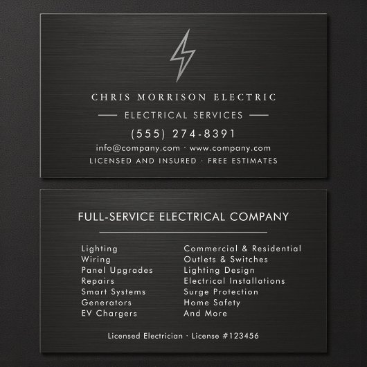 Elektrofachmann Metallisch Professionell Visitenkarte