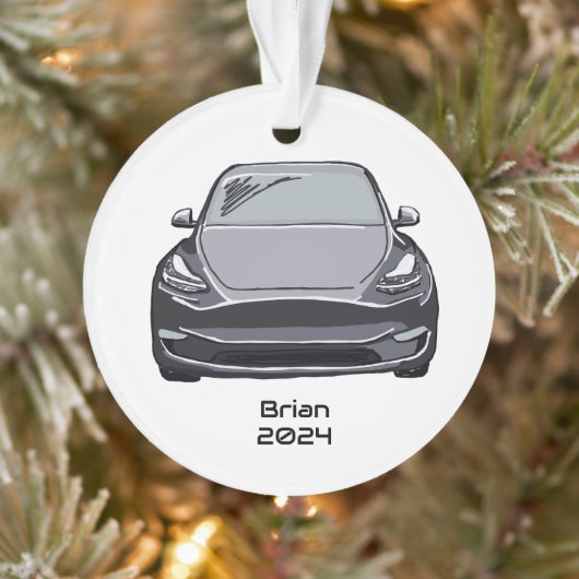 Elektrofahrzeug SUV Silver Gray Hand Drawn Sketch Ornament (Baum)