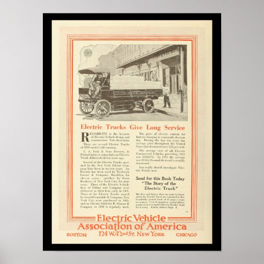 Elektrofahrzeuge Kraftfahrzeuge Vintage Lastkraftw Poster (Vorne)