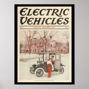 Elektrofahrzeuge Motor Autos Vintage-Druck Poster