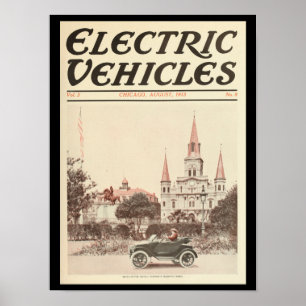 Elektrofahrzeuge Motor Autos Vintage-Druck Poster