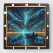 Elektrofischerei Quadratische Wanduhr (Vorderseite)