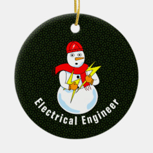Elektroingenieur Snowman Keramik Ornament