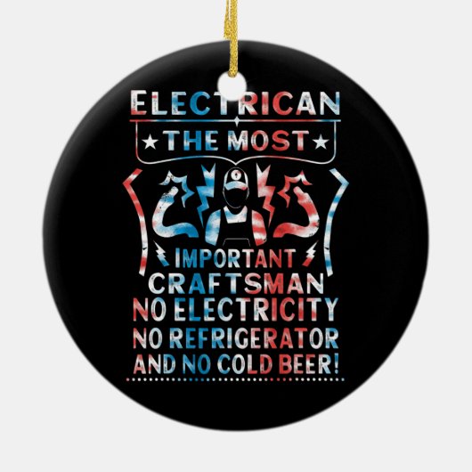 Elektroingenieure und Bierbauer Lineman Keramik Ornament (Hinten)