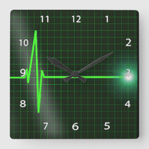Elektrokardiogramm bewegt Wanduhr wellenartig
