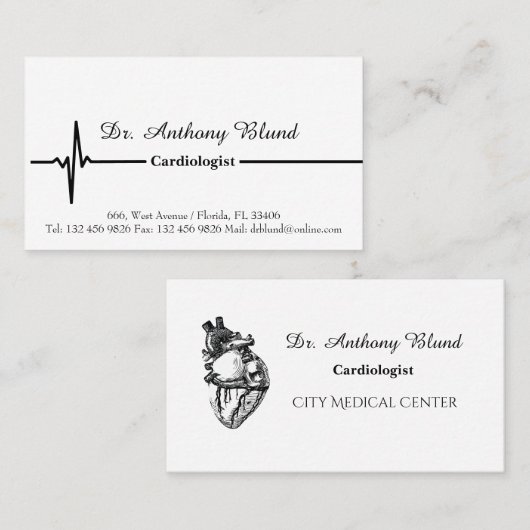 Elektrokardiogramm Doktor Chirurg Visitenkarte (Vorne/Hinten)