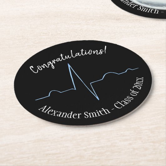 Elektrokardiogramm Runder Pappuntersetzer (Angewinkelt)