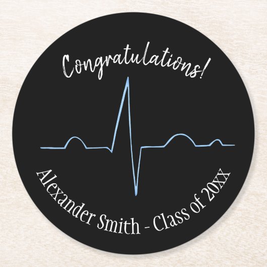 Elektrokardiogramm Runder Pappuntersetzer (Vorderseite)