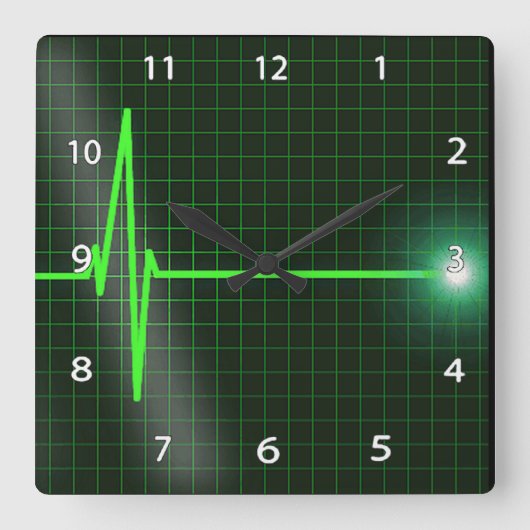Elektrokardiogramm Wave Wall Clock Quadratische Wanduhr (Vorderseite)