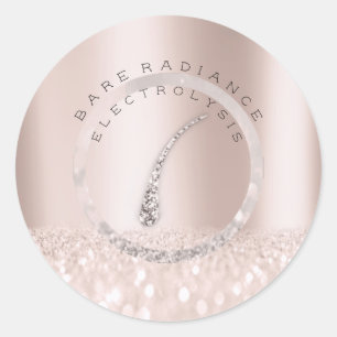 Elektrolyse-Haar-Abbau errötet Rose Logo1 Runder Aufkleber