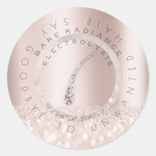 Elektrolyse-Haar-Abbau errötet Rosen-Logo Runder Aufkleber