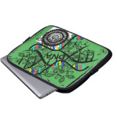 Elektronenbeutel-Grüne DNA-Helix-Muster Laptopschutzhülle (Vorne Knopf)