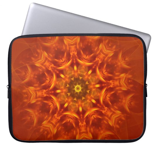 Elektronenbeutel Mandala Sunlight Orange Muster Laptopschutzhülle (Vorderseite)