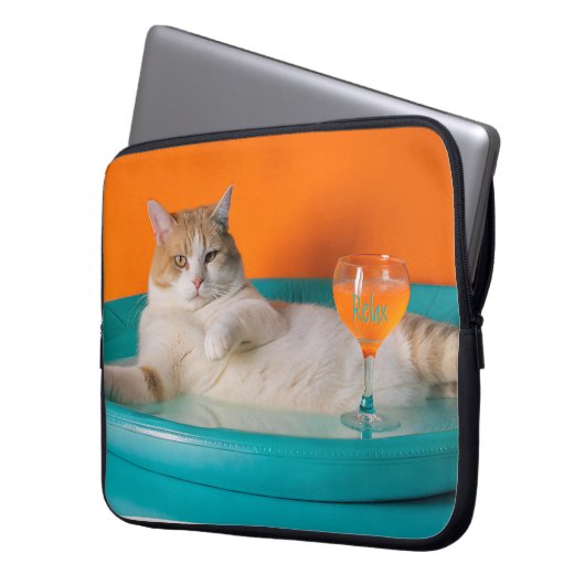 Elektronenbeutel mit heller Tasche mit einer Katze (Vorderseite Links)