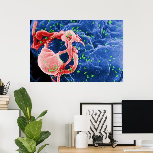 Elektronenmikrograph des HIV-1-Budgetlymphsystems Poster (Heimbüro)