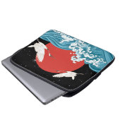 Elektronik-Beutel japanisch koi Wellen in Weißen V Laptopschutzhülle (Vorne Knopf)