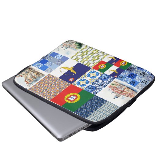Elektronik-Beutel mit portugiesischer Flagge und A Laptopschutzhülle (Vorne Knopf)