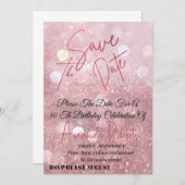 Elektronisch Save the Date, Rose Gold Glitzer Digi Einladung (Vorne/Hinten)