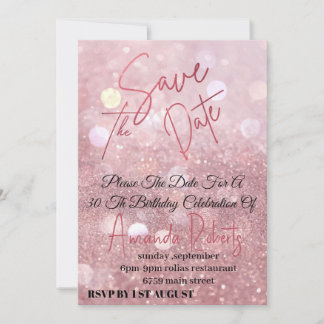 Elektronisch Save the Date, Rose Gold Glitzer Digi Einladung