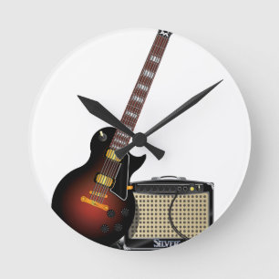 Elektronische Gitarre und Amp Runde Wanduhr