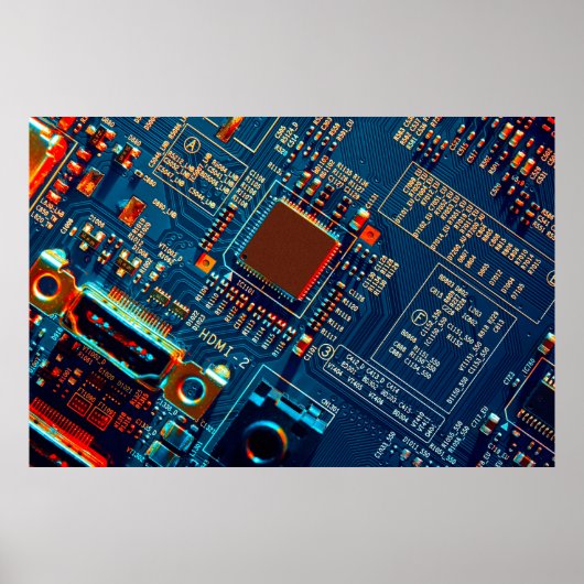 Elektronische Leiterplatte nah. elektronisch,mikro Poster (Vorne)