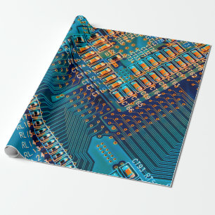Elektronische Leiterplatte Nahaufnahme. Computer,H Geschenkpapier