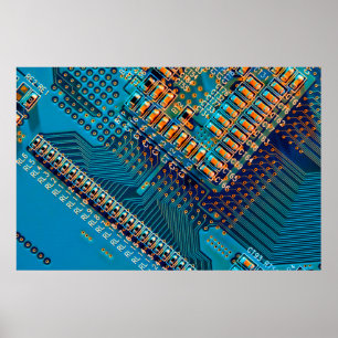 Elektronische Leiterplatte Nahaufnahme. Computer, Poster