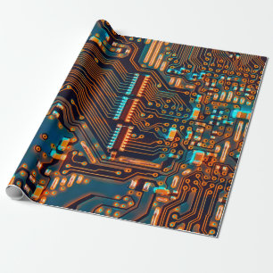 Elektronische Leiterplatte Nahaufnahme. Hintergrun Geschenkpapier