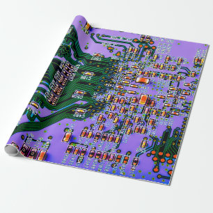 Elektronische Leiterplatte Nahaufnahme. Hintergrun Geschenkpapier