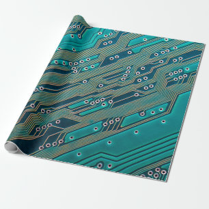 Elektronische Leiterplatte Nahaufnahme. Hintergrun Geschenkpapier