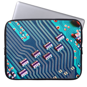 Elektronische Leiterplatte Nahaufnahme. Hintergrun Laptopschutzhülle