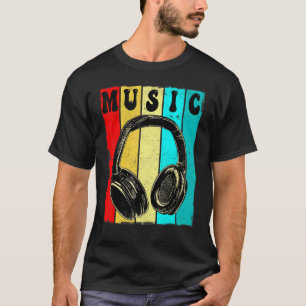 Elektronische Musik DJ Vintag Retro-Kopfhörer T-Shirt