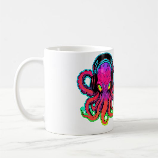 Elektronische Musik Sommerfestival Trippy Octopus Kaffeetasse (Links)