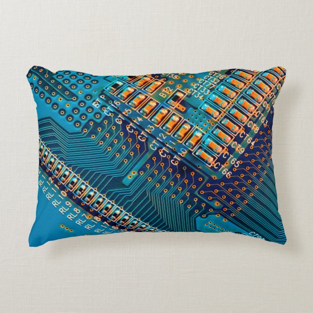 Elektronische Platine nah. Computer, Semico Dekokissen (Vorderseite)
