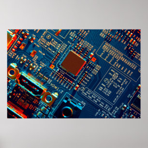 Elektronische Platine nah. elektronisch,mikr Poster