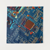 Elektronische Platine nah. elektronisch,mikr Wandteppich (Vorderseite (Horizontal))