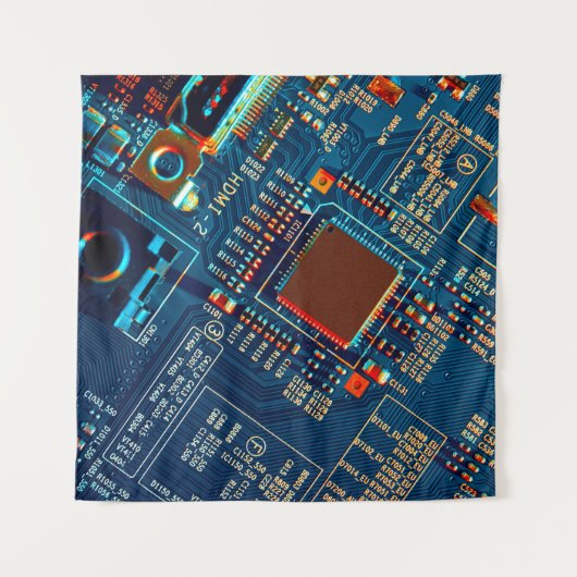 Elektronische Platine nah. elektronisch,mikr Wandteppich (Vorderseite (Horizontal))