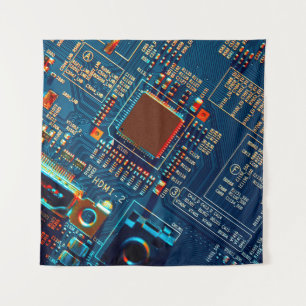 Elektronische Platine nah. elektronisch,mikr Wandteppich