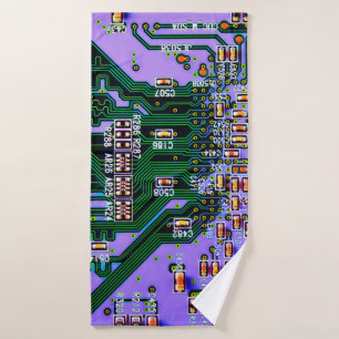 Elektronische Platine nah. Hintergrund, bob Badehandtuch