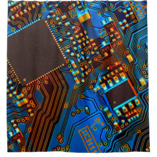 Elektronische Platine nah. Hintergrund, bob Duschvorhang