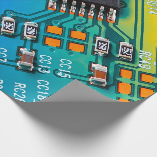 Elektronische Platine nah. Hintergrund, bob Geschenkpapier (Ecke)