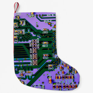 Elektronische Platine nah. Hintergrund, bob Kleiner Weihnachtsstrumpf