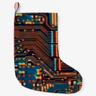 Elektronische Platine nah. Hintergrund, bob Kleiner Weihnachtsstrumpf