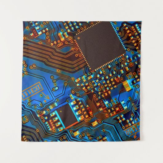 Elektronische Platine nah. Hintergrund, bob Wandteppich (Vorderseite (Horizontal))