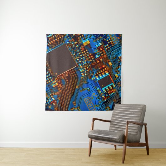 Elektronische Platine nah. Hintergrund, bob Wandteppich (Beispiel)