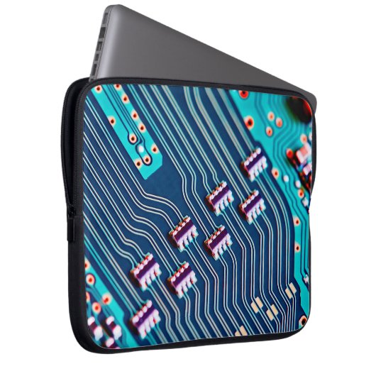 Elektronische Platine nah. Hintergrund, Bohr Laptopschutzhülle (Vorne Rechts)