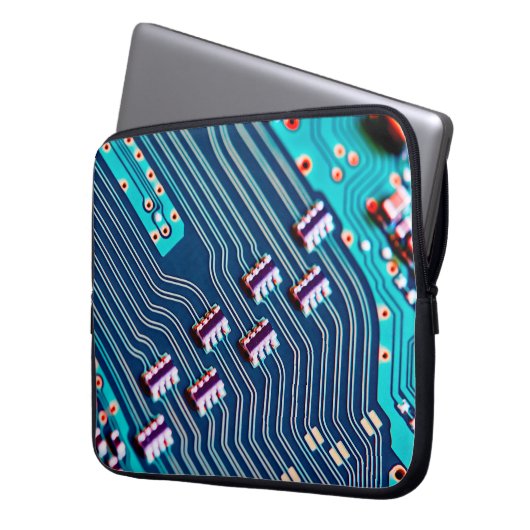 Elektronische Platine nah. Hintergrund, Bohr Laptopschutzhülle (Vorderseite Links)